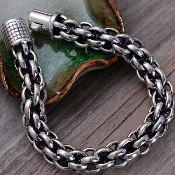 Sterling Silver Chunky Rolo Chain Link Men Bracelet (058602)