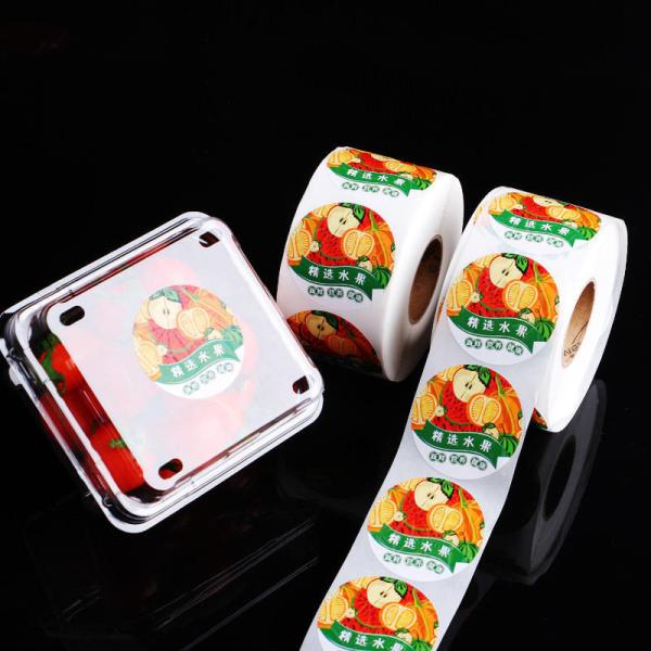 Printed Vinyl CMYK Rolls Self Adhesive Fruit Packaged Food Labels Customized