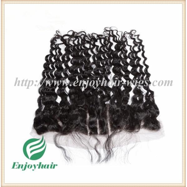 Brazilian virgin hair lace frontal 13''x4'' ,natural color deep wave 10''-24''L hairpiece