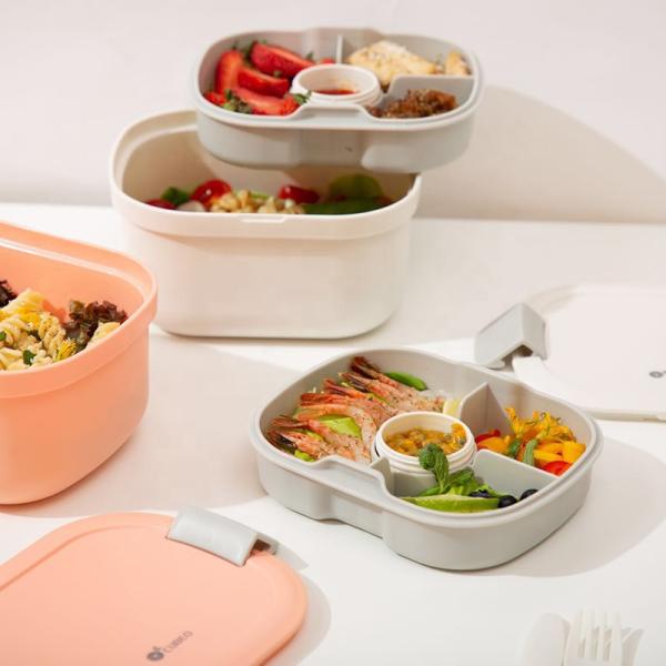 Large Capacity Take Away BPA Free Eco Friendly Food Container with Lid Fork and Knife