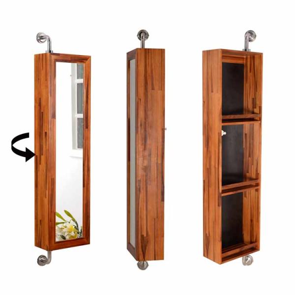 Стена установила хранение Bathroom ротатабельной сосны зеркала 3mm деревянное