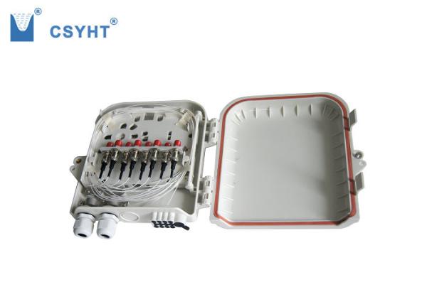 8 port outdoor FTTH box 2 cable in 8 drop cable out load PLC 1 x 8 splitter