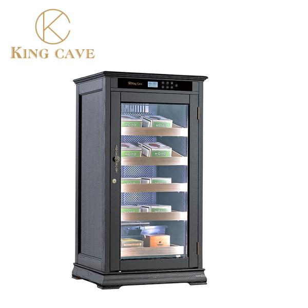 Wood Frame LED Light Single Glass Door Electric Cigar Humidor Cabinet Cooler