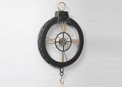 Industrial 3D Ring Hanging Oversized Black Metal Wall Clock