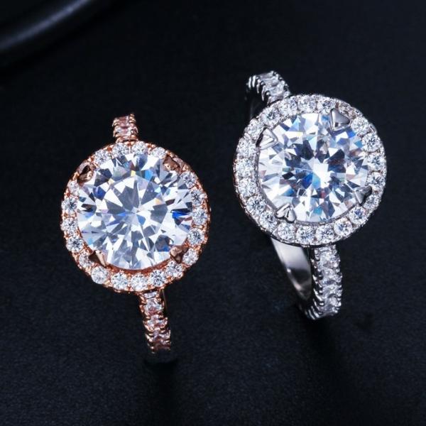 925 Sterling Silver Princess Ring Round Sparkling Ring Love Heart CZ Rings for Women Engagement Jewelry Anniversary