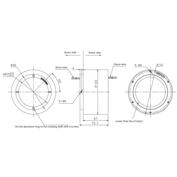 Turntable 80mm Through Bore Rotary Joint Black Aluminium Housing