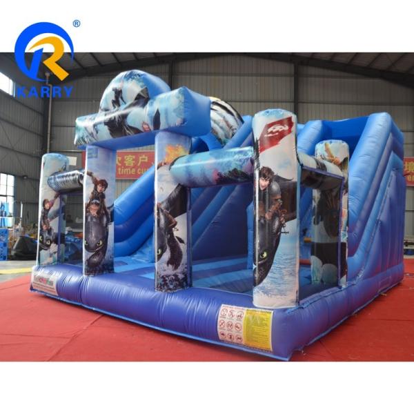 Outdoor Playground Commercial Grade PVC How to Train Your Dragon Inflatable Bouncer with 2 Slide Games