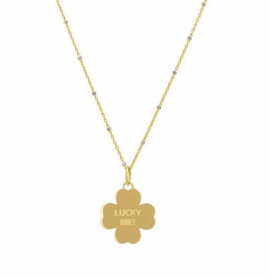 Emerald Enamel Clover Girls Pendant Jewelry Lucky 18K Gold Plated 925 Sterling Silver