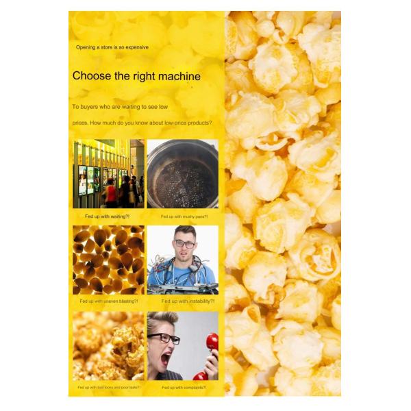 1.5KW Power Stainless Steel Tempered Glass Popcorn Maker Machine for Snack Production