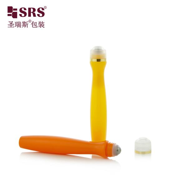 SRS8447-15ML Injection Blowing Yellow Glossy PETG Plastic Roll On Steel Roller Ball Bottle Anti-Itch Liquid Applicator
