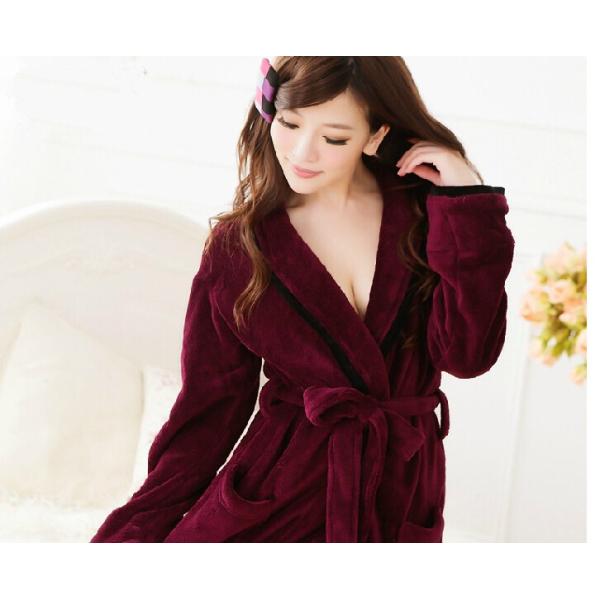 100% Cotton Luxury coral fleece sexy women velet bathrobe
