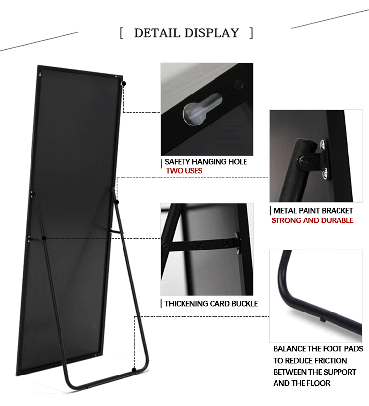4mm Aluminum Frame Full Length Dressing Mirror Without Light Slim Bezel
