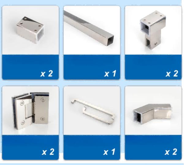 135 Degrees Partitioned Shower Door Profile Waterproof Shower Door Hardware