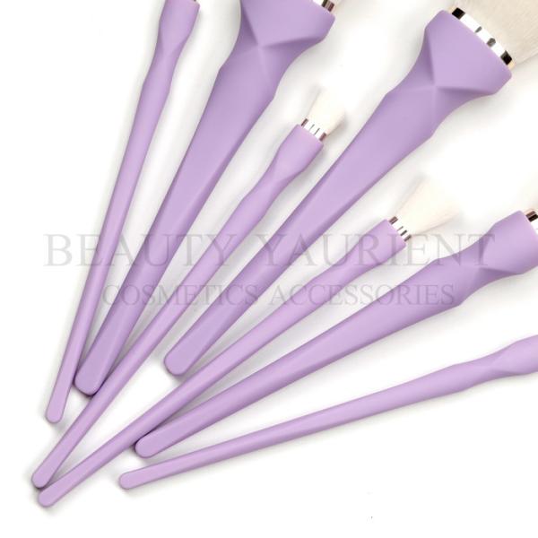 Purple PBT Synthetic Hair 7Piece Face Makeup Brush Set For Blending Highlighter