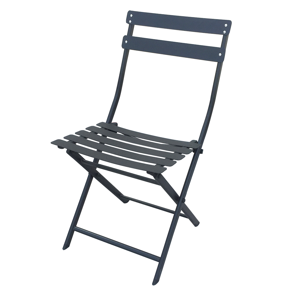 Wholesale Price Outdoor Furniture Iron Frame Folding Table and Chair Black Rust Prevention Fold Chairs and Round Table