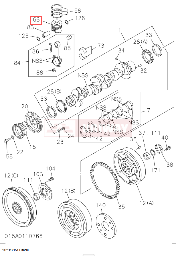 Isuzu 6BD1 6BD1T Engine Piston 1-12111715-1 1121117151 for Hitachi EX300 Part