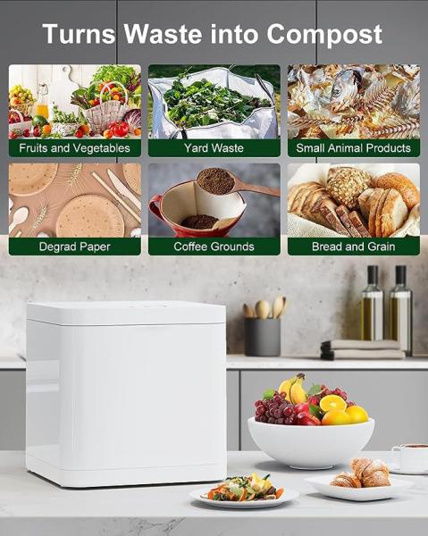 Composteur électrique à l'intérieur 3,3L blanc avec moteur à induction