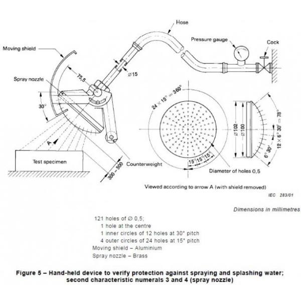 Type tenu dans la main de bec de pulvérisation d'IPX3 IPX4 d'équipement de test imperméable du CEI