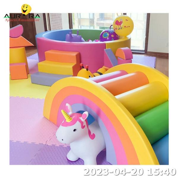 Customized Size Soft Play Climbing Equipment Rainbow Bridge Soft Play Area For Kids