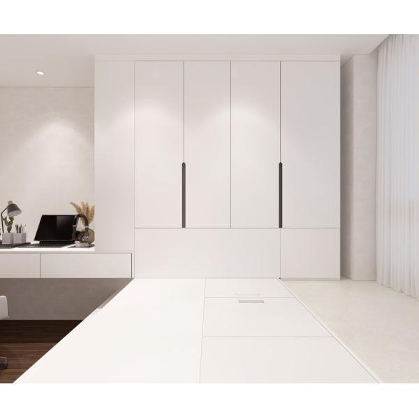 Fadior Нержавеющая сталь современная татами кровать с интегрированным рабочим столом и скрытым хранилищем