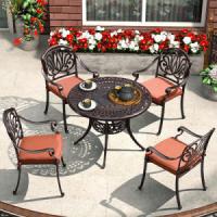 Meubles de patio en aluminium coulé à 4 places dépliés pour toutes les conditions météorologiques Meubles de jardin en aluminium