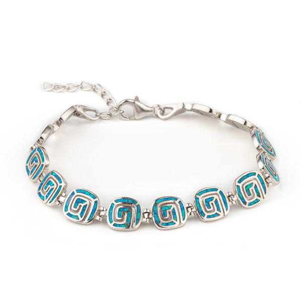 925 со стерлинговым серебряным ключом безграничности Quanlity опаловым греческим изумрудным Birthstone   Опаловый браслет