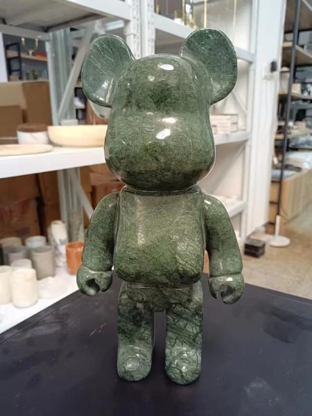 Adornos de estatua de oso BearBrick de mármol personalizados y decorativos de lujo, oso violento, mármol para la decoración del hogar