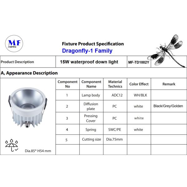 48W IP65 LED Down Light 3 Years Warranty 100lm/W 15°/24°/38°/60° White/Black Optional Recessed For Warehouse