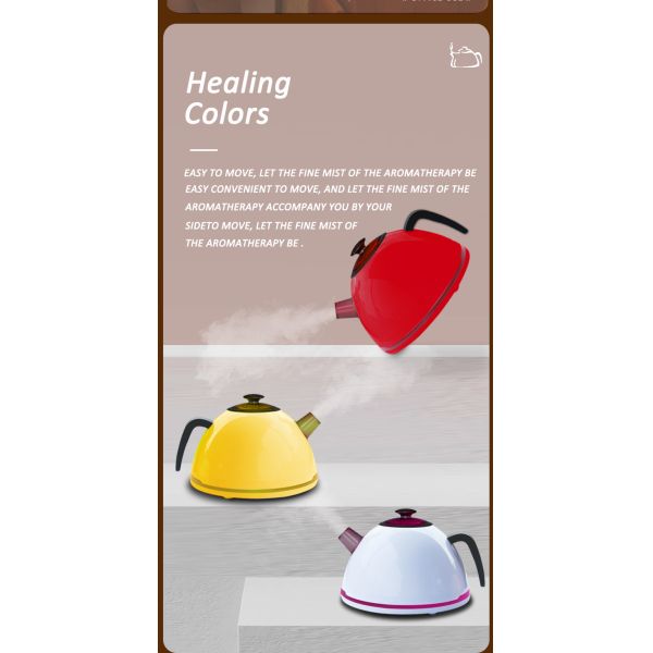 Aroma Diffuser and Humidifier Teapot-Shaped Aroma Diffuser 7-Color LED Simulated Boiling Water for Home
