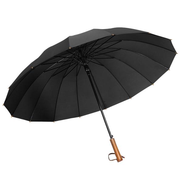 Straight Umbrella Retro Wooden Handle Automatic Open Customized Gift Advertising Umbrella