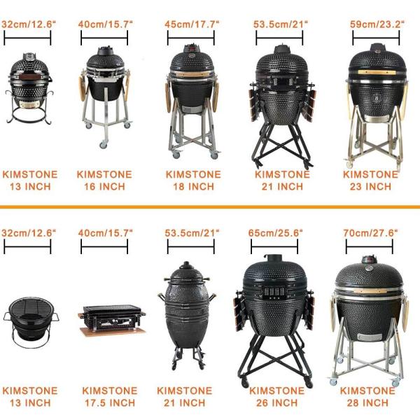 KIMSTONE New Design XL XXL 22 Inch Foam Glazing Matte Black Grey Charcoal Bbq Grill Kamado Smoker