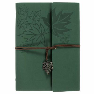 6 Ring Binding Travel Journal Notebook Maple Leaf Embossed Logo With Retro Pendent