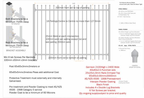 2400mm width  Crimped spear metal garrison fence supplier