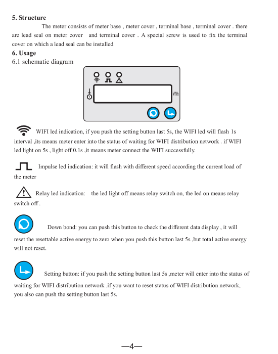 1-Phase 2-Wire Smart Energy Meter with ON/OFF App Control 230V 5(60)A Wifi Din Rail Wireless Kwh Meter