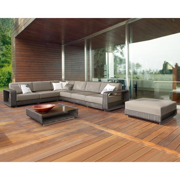 Outdoor Furniture Modern Living Room Reclining Sectional Sofa Bed with PE Rattan