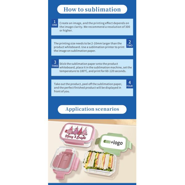 Promotional Sublimation Lunch Box Tableware for Personal & Corporate Use for School