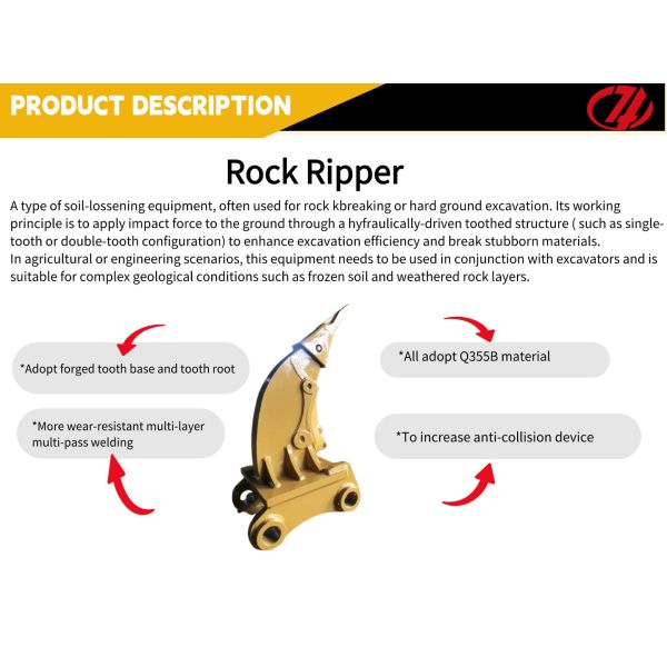 Mining Construction Work Excavator Rock Arm Rock Boom Burst Arm with Ripper for Rock Breaking