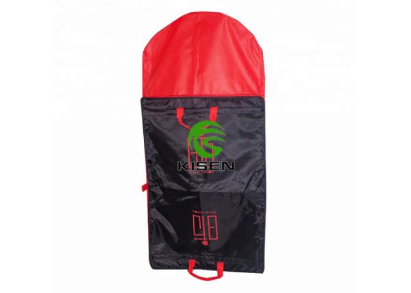 Black / Red Zippered Garment Bags With Handles Custom Size Dust Resistant