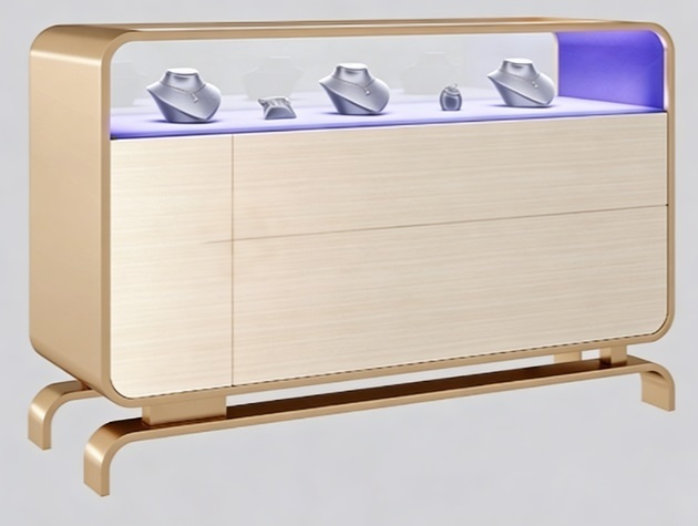 LED Lighting Jewelry Display Cabinet with Customizable Solutions and Durable Easy Clean Luxury Front Showcase