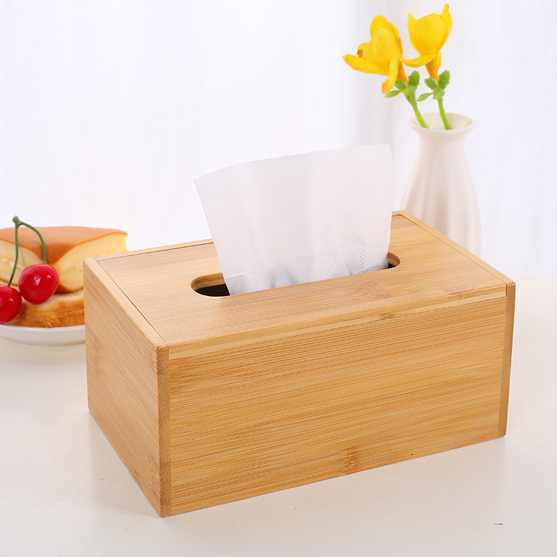 Modern Design Custom Logo Bamboo Tissue Box Hotel Amenity Storage Organizer Wood Dispenser for Advertising Gift Bulk