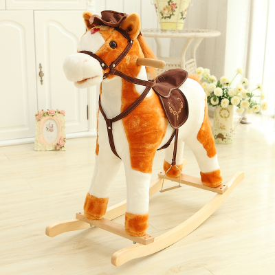 Cute Children Rocking Horse Toys Sound Moving Mouth Tail Led Light Big