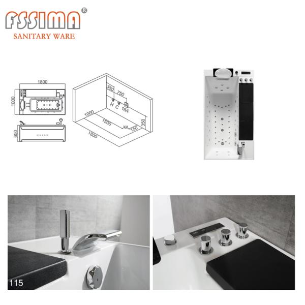 Ванна водоворота водопада СИД 6 футов массажирует роскошные спа идет в ушаты