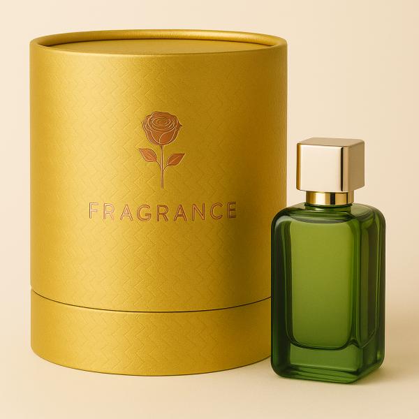 Textured Paper Luxury Perfume Cylinder Box Gold Foil Stamping Round Paper Tube Essential Oil Packaging