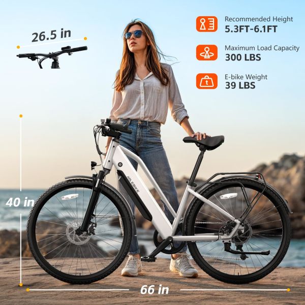 TST C624 500W/750W Motor Adults Electric City Bike 36V/10.4Ah Removable 37km/h 7-Speed City Ebike 26 Electric Commuter Bike