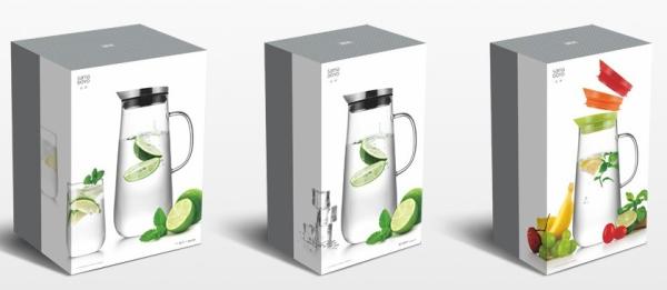 1250ml Sustainable Glass Water Pitcher Kettle Jug With Lid ODM