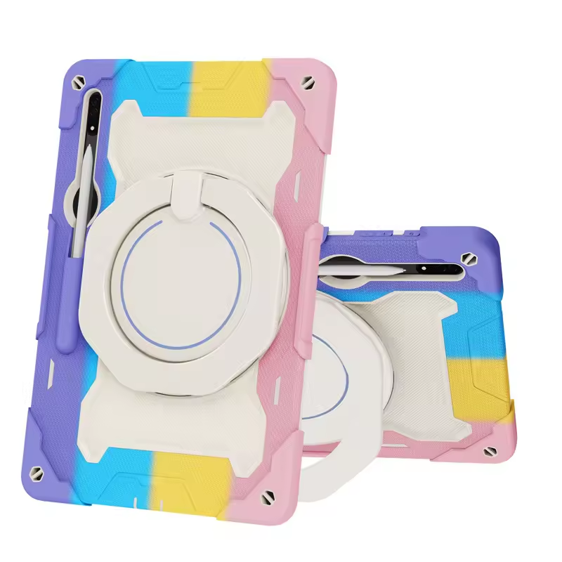 Kids Tablet Case for for Tab S8 Ultra / OPPO Pad Rotating Stand Wrist Strap Cover Non-Toxic Lightweight Multi Colors