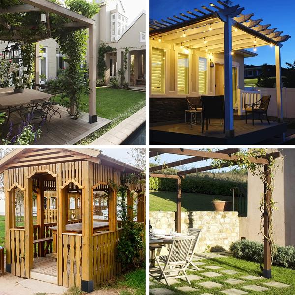 Apoyo de madera Metal Acero 4 * 4 6 * 6 Pergola Kits para patio al aire libre Diseño de Surealong