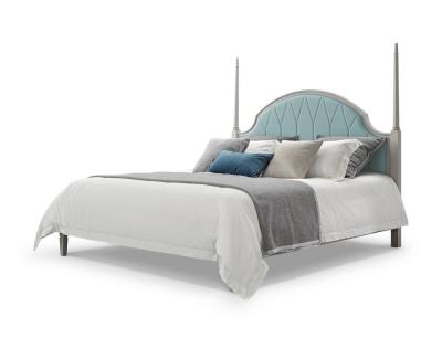 Modern American style Design Bedroom furniture set by Leather upholstered headboard bed made China RIGHTHOME factory