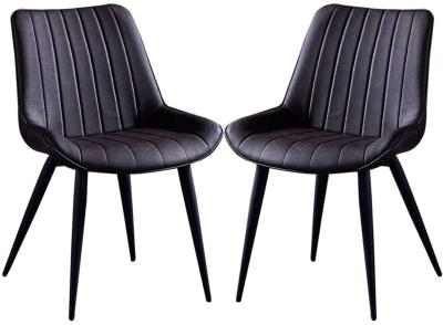 Solid back Nordic Dining Chairs PU Leather With Backrest Metal Legs Simplicity
