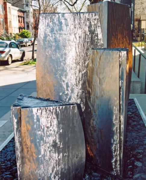 Custom Garden Outdoor Metal Stainless Steel Sculpture Waterfall Fountain For Decoration